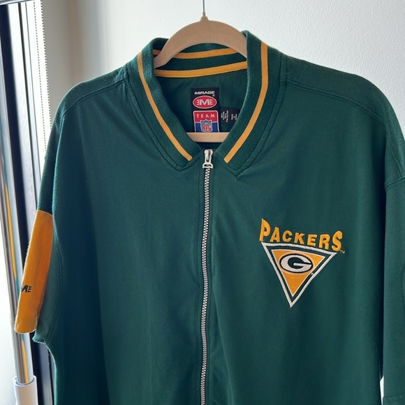90’s Vintage NFL Mirage Green Bay Packers Zip Up Short Sleeve Shirt - Picture 11 of 11